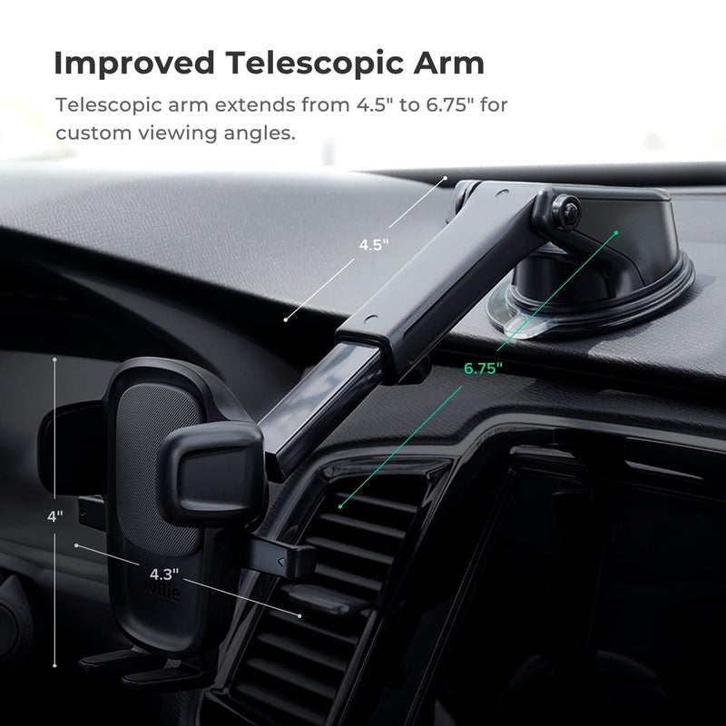 iOttie Easy One Touch 5 Dashboard & Windshield Universal Car Mount Phone Holder Desk Stand with Suction Cup Base and Telescopic Arm for iPhone, Samsung, Google, Huawei, Nokia, other Smartphones - Image 3